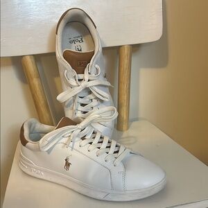Ralph Lauren White and Brown Sneakers